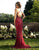 Primavera Couture - 3212 Bedazzled Deep Sweetheart Trumpet Dress In Red and Gray