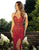 Primavera Couture - 3212 Bedazzled Deep Sweetheart Trumpet Dress In Red and Gray
