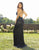 Primavera Couture - 3213 Beaded Fringe Plunging V-neck Sheath Dress In Black