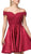 Dancing Queen - 3213 Off Shoulder Lace and Satin Cocktail Dress In Red