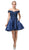Dancing Queen - 3213 Off Shoulder Lace and Satin Cocktail Dress In Blue