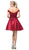 Dancing Queen - 3213 Off Shoulder Lace and Satin Cocktail Dress In Red