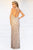 Primavera Couture - 3214 Beaded Ornate Plunging V Neck Evening Gown In Pink and Silver