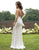Primavera Couture - 3214 Beaded Ornate Plunging V Neck Evening Gown In White and Silver