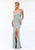 Primavera Couture - 3214 Beaded Ornate Plunging V Neck Evening Gown In Blue