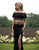 Primavera Couture - 3215 Two-Piece Floral Sequined Off Shoulder Gown In Black