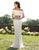 Primavera Couture - 3215 Two-Piece Floral Sequined Off Shoulder Gown In White