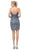 Dancing Queen - 3216 Glitter Plunging V-Neck Cocktail Dress In Blue