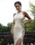 Primavera Couture - 3217 Contrast Sequined Strappy Long Gown In Nude