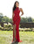 Primavera Couture - 3218 Embellished High Halter Sheath Dress In Red