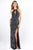 Primavera Couture - 3219 Bead Embellished Gown with Slit In Black and Multi-Color
