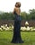Primavera Couture - 3220 Beaded Trailing Foliage High Slit Gown In Black and Green