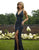 Primavera Couture - 3220 Beaded Trailing Foliage High Slit Gown In Black and Green