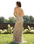Primavera Couture - 3220 Beaded Trailing Foliage High Slit Gown In Pink and Gold