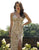 Primavera Couture - 3220 Beaded Trailing Foliage High Slit Gown In Pink and Gold