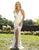 Primavera Couture - 3220 Beaded Trailing Foliage High Slit Gown In White