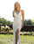 Primavera Couture - 3220 Beaded Trailing Foliage High Slit Gown In White