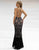 Primavera Couture - 3221 Floral Embellished Backless Sheath Gown In Black and Floral