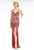 Primavera Couture - 3221 Floral Embellished Backless Sheath Gown In Red and Floral