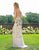 Primavera Couture - 3221 Floral Embellished Backless Sheath Gown In White and Floral