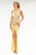 Primavera Couture - 3221 Floral Embellished Backless Sheath Gown In Yellow and Floral