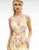 Primavera Couture - 3221 Floral Embellished Backless Sheath Gown In Yellow and Floral
