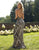 Primavera Couture - 3222 Sequined Fitted Gown with Slit In Black and Gold