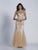 Dave & Johnny - 3222 Bedazzled Sheer Scoop Trumpet Dress in Neutral
