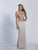 Dave & Johnny - 3223 Bedazzled Illusion High Halter Sheath Dress in Neutral