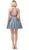 Dancing Queen - 3224 Strappy Halter A-Line Cocktail Dress In Blue