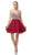 Dancing Queen - 3226 Embellished Plunging V-Neck A-Line Dress In Red