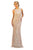 Primavera Couture - 3227 Jewel Neck Intricate Beaded Sheath Gown In Neutral