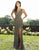 Primavera Couture - 3228 Embellished Plunging V-neck Sheath Dress In Gray and Gold