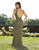 Primavera Couture - 3228 Embellished Plunging V-neck Sheath Dress In Gray and Gold