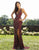 Primavera Couture - 3229 Floral Beaded High Slit Long Gown In Red