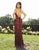 Primavera Couture - 3229 Floral Beaded High Slit Long Gown In Red