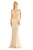 Primavera Couture - 3231 Embellished Long Sleeve Bateau Sheath Dress In Neutral