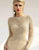 Primavera Couture - 3231 Embellished Long Sleeve Bateau Sheath Dress In Neutral