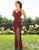 Primavera Couture - 3233 Embellished Vneck Sheath Dress With Open Back In Red