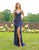 Primavera Couture - 3233 Embellished Vneck Sheath Dress With Open Back In Blue