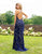 Primavera Couture - 3233 Embellished Vneck Sheath Dress With Open Back In Blue