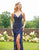 Primavera Couture - 3233 Embellished Vneck Sheath Dress With Open Back In Blue