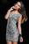 Shail K - Boat Neck Beaded Sequin Short Silk Party Dress 3234  In Silver and Gray
