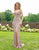 Primavera Couture - 3235 Lattice Beaded High Slit Gown In Nude