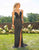 Primavera Couture - 3235 Lattice Beaded High Slit Gown In Black