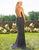 Primavera Couture - 3235 Lattice Beaded High Slit Gown In Black