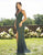 Primavera Couture - 3235 Lattice Beaded High Slit Gown In Green