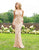 Primavera Couture - 3236 Embellished Plunging V-neck Sheath Dress In Pink and Gold