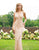 Primavera Couture - 3236 Embellished Plunging V-neck Sheath Dress In Pink and Gold