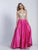 Dave & Johnny - 3236 Two Piece Embellished Halter A-line Dress in Neutral and Pink